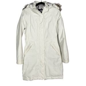 The North Face Womens XS Cream Arctic Parka Jacket Faux Fur Removable Hood Coat